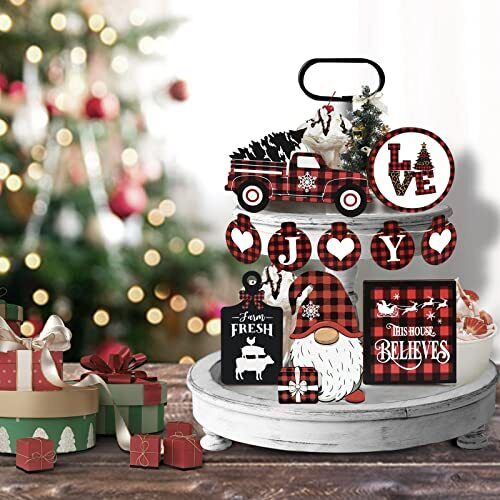 10 Pcs Christmas Tiered Tray Decor