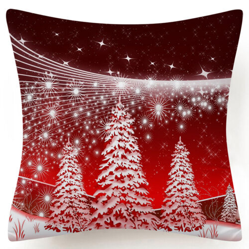 Throw PILLOW COVER Christmas Red White Xmas Double-Sided Cushion Case 18x18" USA