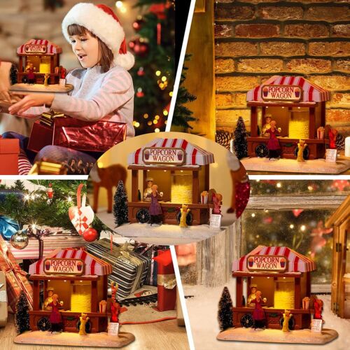 Christmas Village House, Popcorn Glow Music Village House with LED