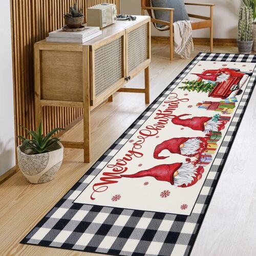 Christmas Runner Rug 2x6, Non-Slip and Washable Winter Holiday Floor Runner Area