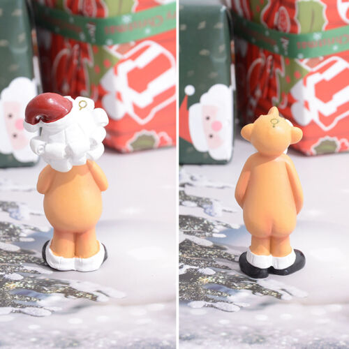 2PCS Resin Santa Claus Ornament Naked Santa Naughty Funny Christmas Tree Pendant