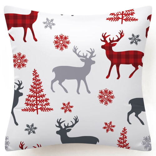 Throw PILLOW COVER Christmas Red White Xmas Double-Sided Cushion Case 18x18" USA