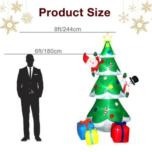 8FT Tall Christmas Inflatables Tree Decorations Outdoor Blow up Yard Party Decor