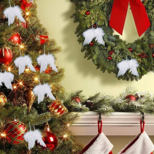 10Pcs Angel Wings Christmas Tree Feather Hanging Decor Xmas Pendant Home Decor