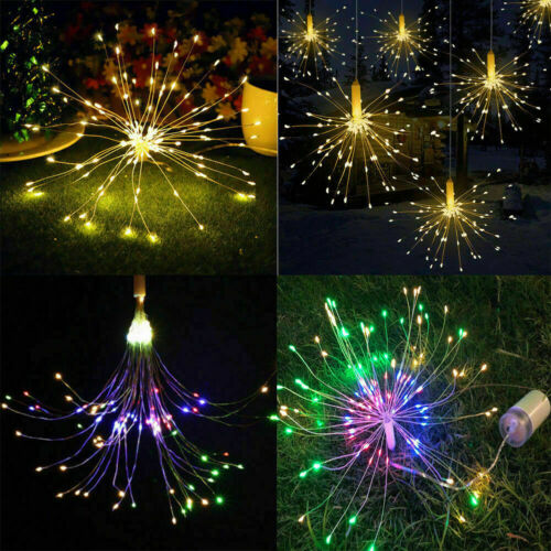 150 LED Hanging Firework LED Fairy String Light 8 Modes Remote Christmas Party