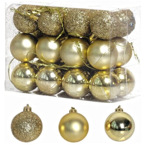 Christmas Hang Balls Xmas Tree Ornaments Hanging Ball Shatterproof 24 Pack / Box