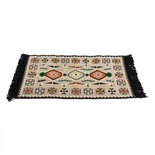 Beige Rug Non Slip Tassels Durable Polyester Polypropylene Cotton