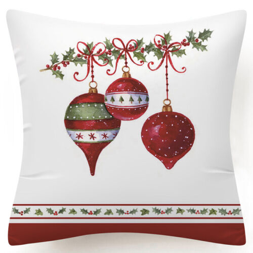 Throw PILLOW COVER Christmas Red White Xmas Double-Sided Cushion Case 18x18" USA