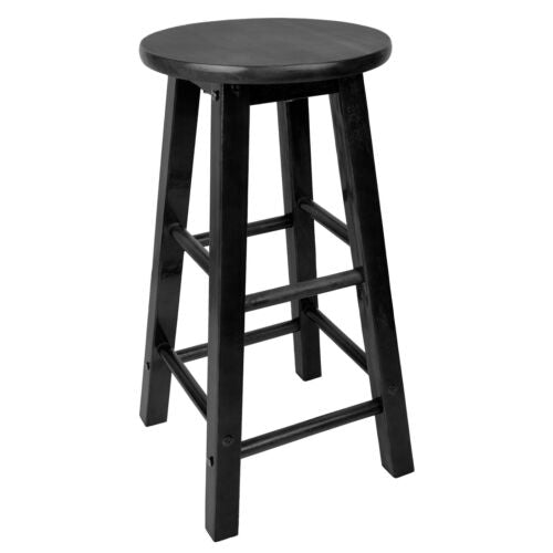 24" Solid Wood Counter Stool Backless Round Seat Kitchen Island Pub Bar Stools