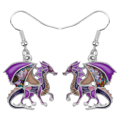 Enamel Alloy Funny Dragon Earrings Dinosaur Dangle Jewelry Gift for Women Charms