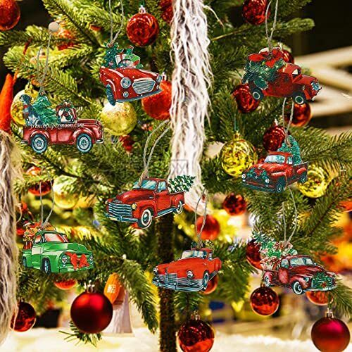 Christmas Ornaments 12pcs Red Truck Christmas Tree Decoration