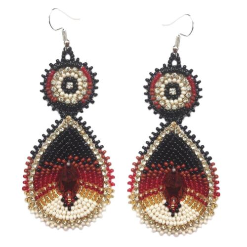 Native Style Beaded Teardrop Seed Bead Earrings Fashion Jewelry Ethnic Design