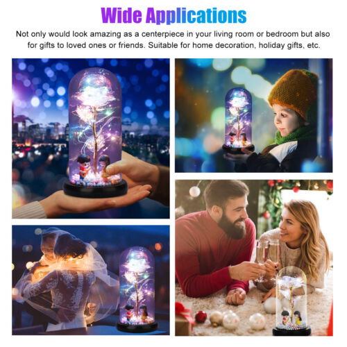 LED Enchanted Forever Rose Flower In Dome Glass Night Light