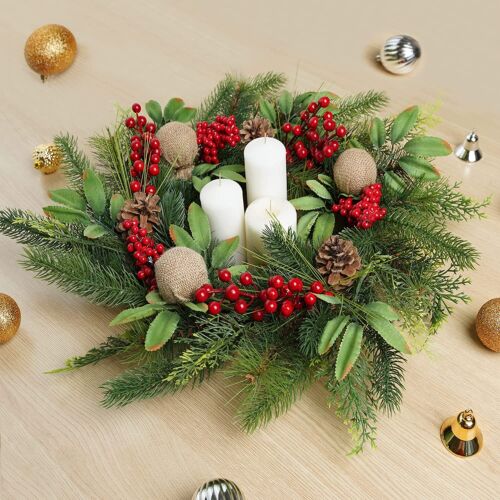 40CM Christmas Wreath for Front Door Pine Cone Wreath Garland