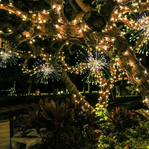 150 LED Hanging Firework LED Fairy String Light 8 Modes Remote Christmas Party