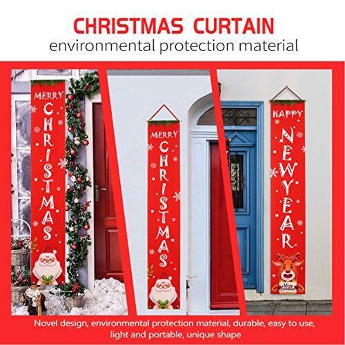 Merry Christmas Banner New Year Hanging Porch Sign Red Color