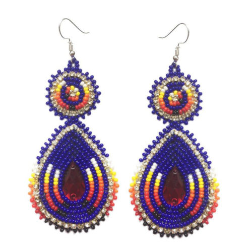 Native Style Beaded Teardrop Seed Bead Earrings Fashion Jewelry Ethnic Design