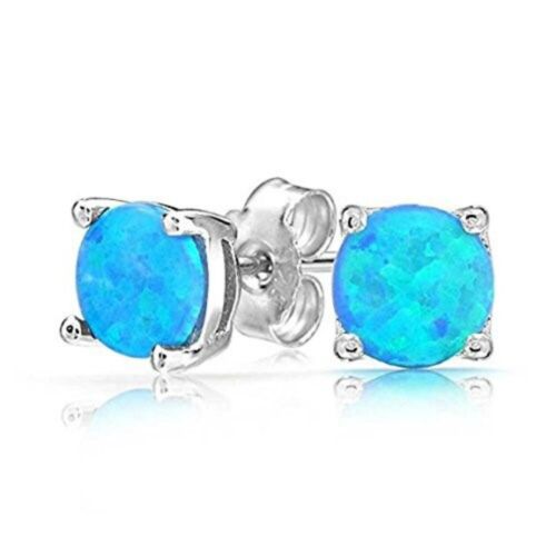 925 Sterling Silver CZ Stud Earrings Cubic Zirconia Opal Women 4PC Set