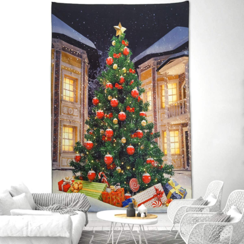 Christmas Tree Tapestry Wall Hanging Xmas Tree with Gifts Tapestry Christmas