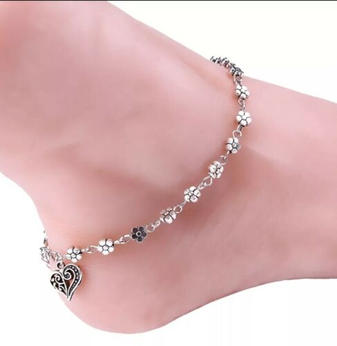 Women's Fashion Jewelry Flower Anklet Heart Chain