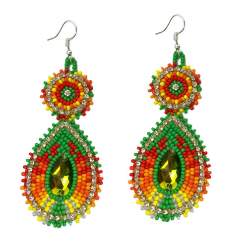 Native Style Beaded Teardrop Seed Bead Earrings Fashion Jewelry Ethnic Design