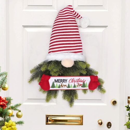 Christmas Wreath For Front Door Faceless Gnome Hanging Ornament Xmas Decorations