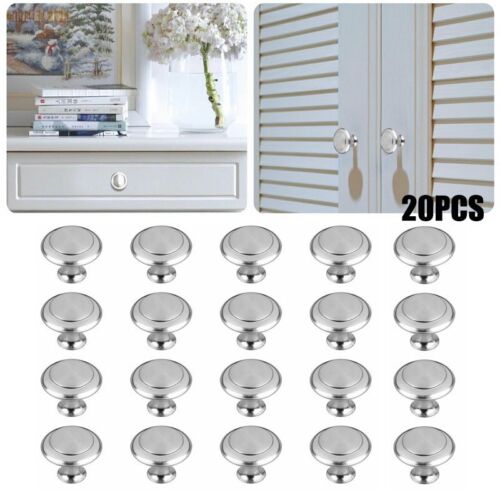 20x Stainless Steel Door Knobs Cabinet Handles Cupboard Drawer Kitchen Pulls