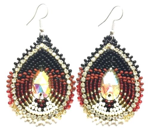 Native Style Beaded Teardrop Seed Bead Earrings Fashion Jewelry Ethnic Design