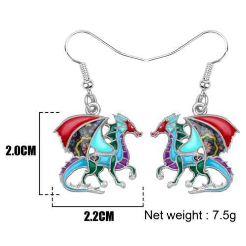 Enamel Alloy Funny Dragon Earrings Dinosaur Dangle Jewelry Gift for Women Charms