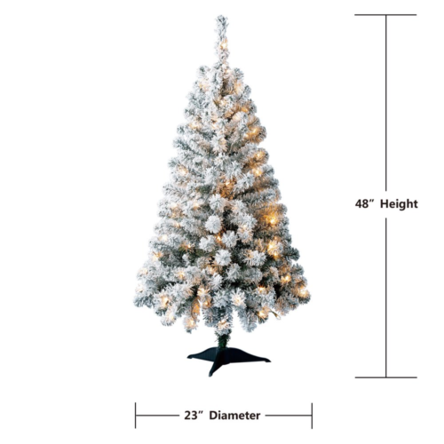 Prelit Pine Artificial Christmas Tree 105 Clear Incandescent Lights 4Ft Xmas