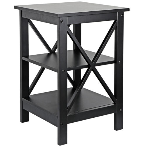 End Table Sofa Side End Storage Shelf Living Room Bedroom Furniture Black Stand