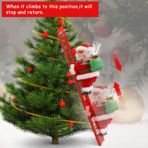 Animated Musical Santa Claus Electric Climbing Ladder Christmas Decor Kids Doll