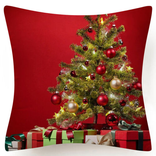 Throw PILLOW COVER Christmas Red White Xmas Double-Sided Cushion Case 18x18" USA