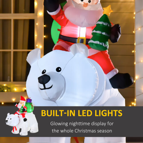 6' Inflatable Christmas Santa Claus Riding Bear, Blow-Up Outdoor Display w/ LEDs