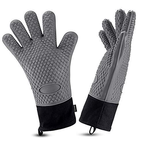 BBQ Gloves,Heat Resistant Silicone Grilling Gloves,Long Waterproof