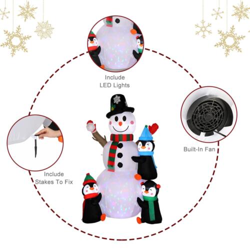 6ft Christmas Inflatable Snowman Penguins LED Rotating Light