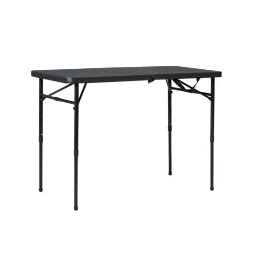 40" Plastic Adjustable Height Fold-in-Half Folding Table, Rich Black