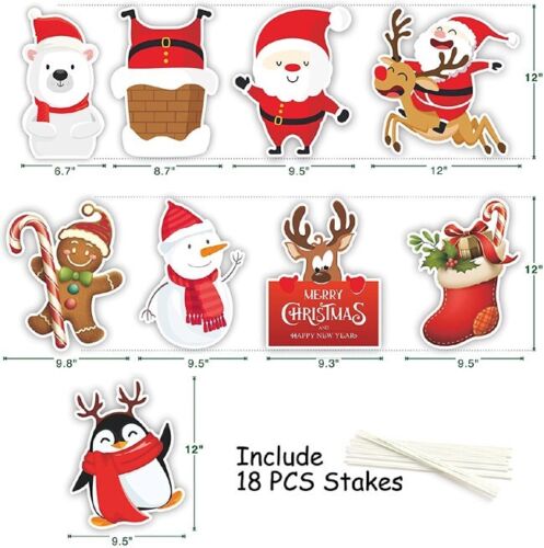 Christmas Yard Signs 9 Pcs Outdoor Decorations Xmas Ornaments Decor Stakes Lawn