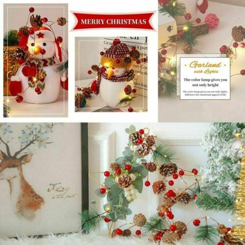 7ft Pre Lit Christmas Garland LED String Lights Pine Cones Fireplace Decoration