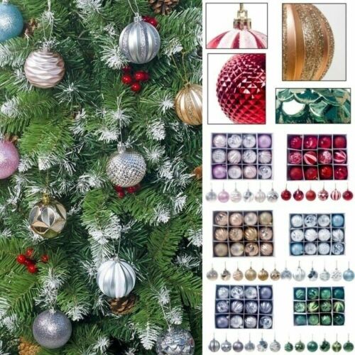 12Pcs/Box Christmas Glitter Balls Ornaments Xmas Tree Ball Hanging Party Decor