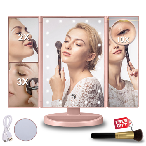 10x Magnifying LED Lighted Makeup Mirror Gooseneck USB Tabletop Bathroom Bedroom