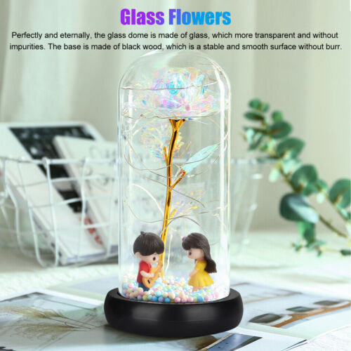 LED Enchanted Forever Rose Flower In Dome Glass Night Light