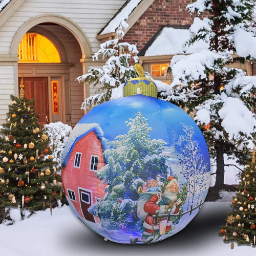 Inflatable Christmas Ball 3.6 FT, Blow Up Yard Xmas Decoration,Blue