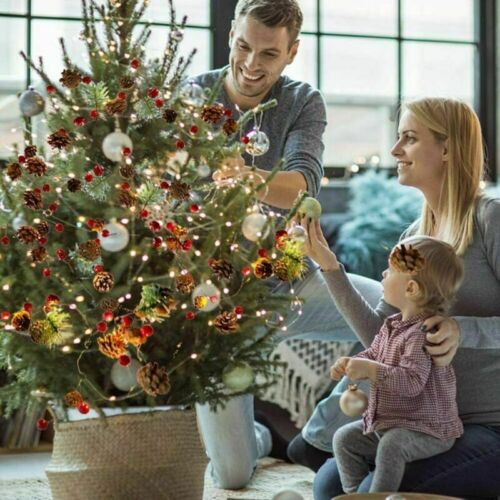 7ft Pre Lit Christmas Garland LED String Lights Pine Cones Fireplace Decoration