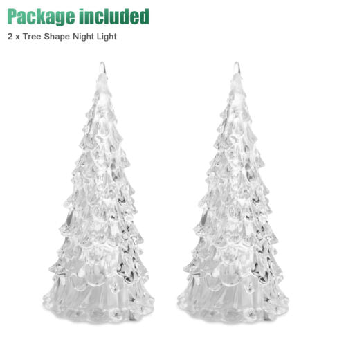 2Pcs 7 Color Changing Christmas Tree LED Night Light Table Lamp