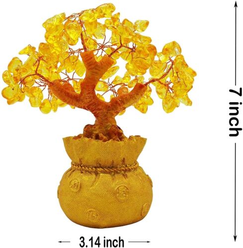 Traditional Gold Crystal Gemstone Bonsai Money Tree  Home Decor