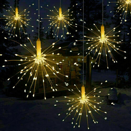 150 LED Hanging Firework LED Fairy String Light 8 Modes Remote Christmas Party