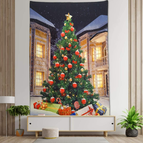 Christmas Tree Tapestry Wall Hanging Xmas Tree with Gifts Tapestry Christmas