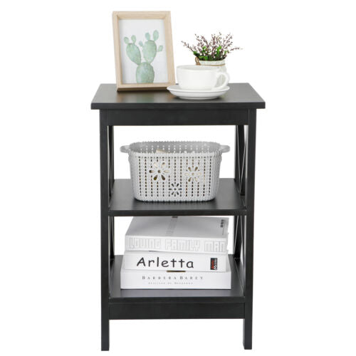 End Table Sofa Side End Storage Shelf Living Room Bedroom Furniture Black Stand