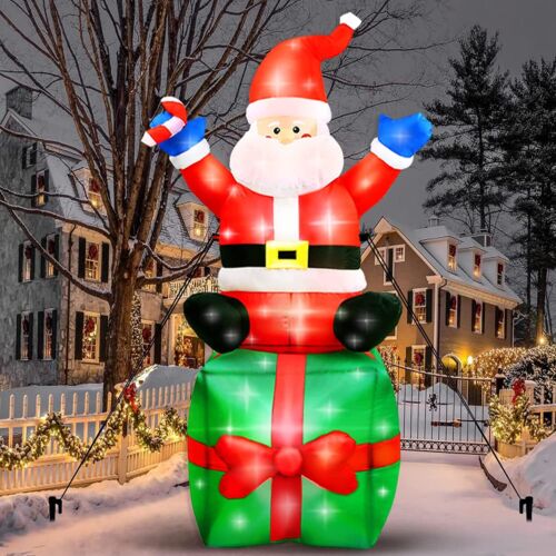 6ft Christmas Inflatable Santa Claus with LED Lights Blow Up Outdoor Yard Decor